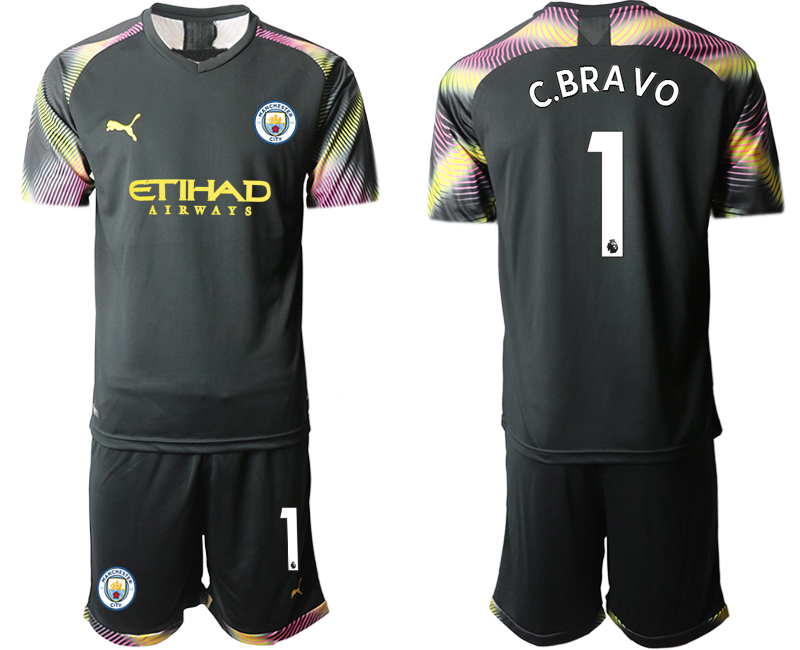 Men 2020-2021 club Manchester City goalkeeper black #1 Soccer Jerseys